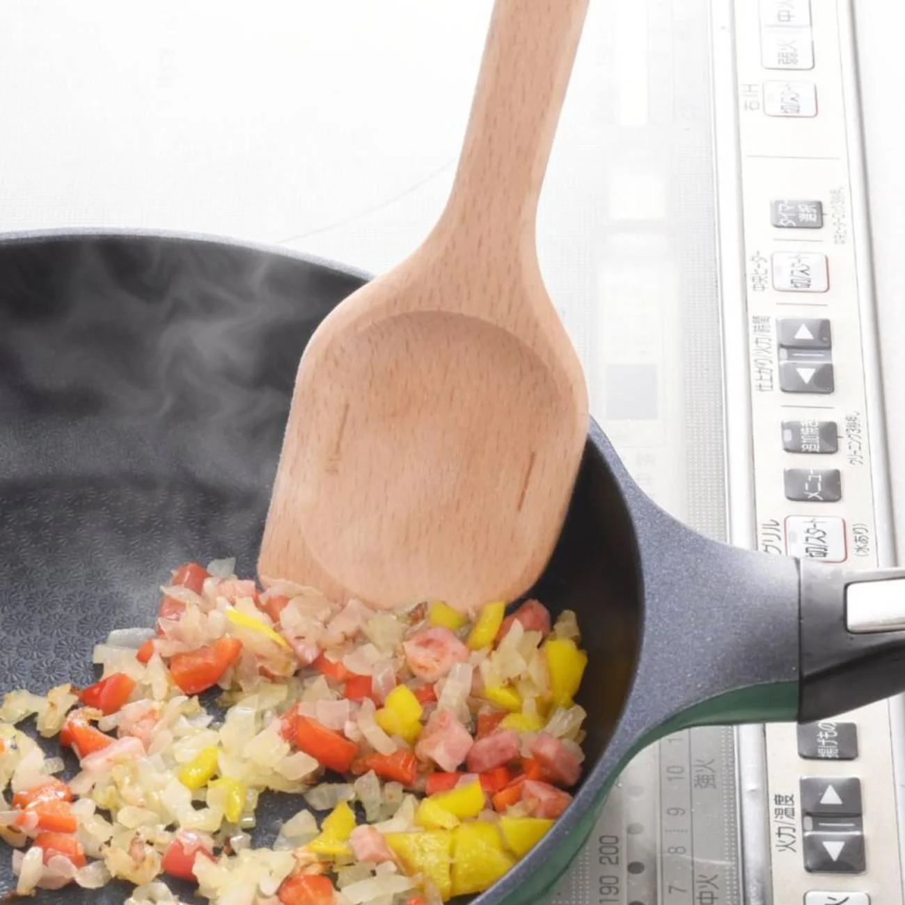 2 in 1 Wooden Cooking Spatula With Measuring Spoon Marks 29.5cm - Image 3
