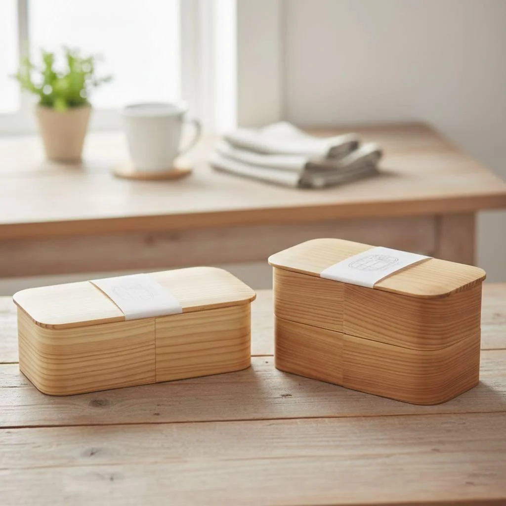 Akita Cedar Lunch Box Handmade Two-Tier Bento Box 930ml - Image 3