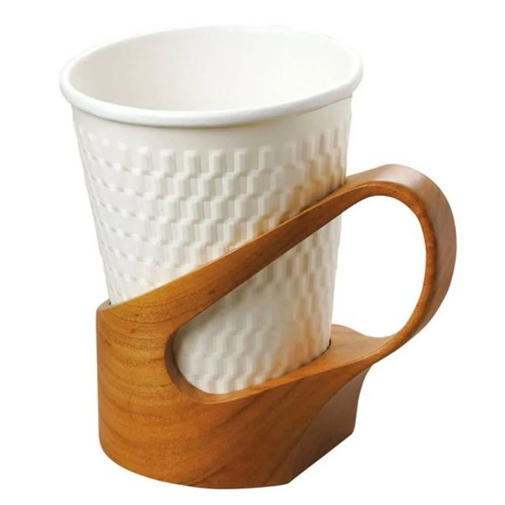 Artisan Hand-Carved Cherry Wood Cup Holder Unique Piece - Image 3