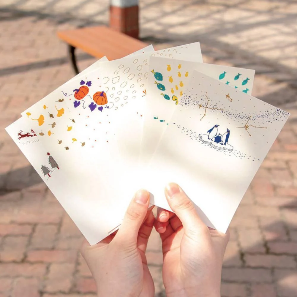 August Seasonal Foil Stamped Postcard Summer Fish Design - Image 3