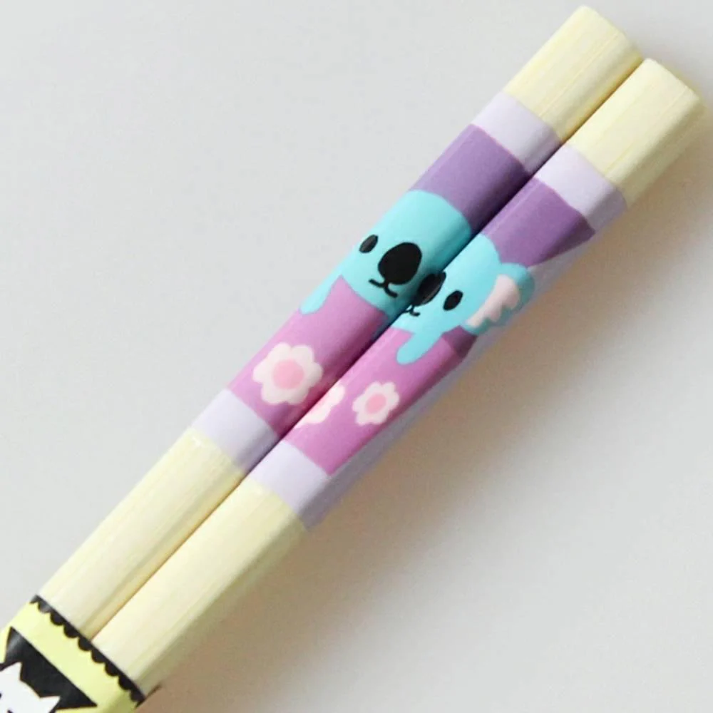Bamboo Chopsticks For Kids Dishwasher Safe Cute Koala Design 18cm - Image 3