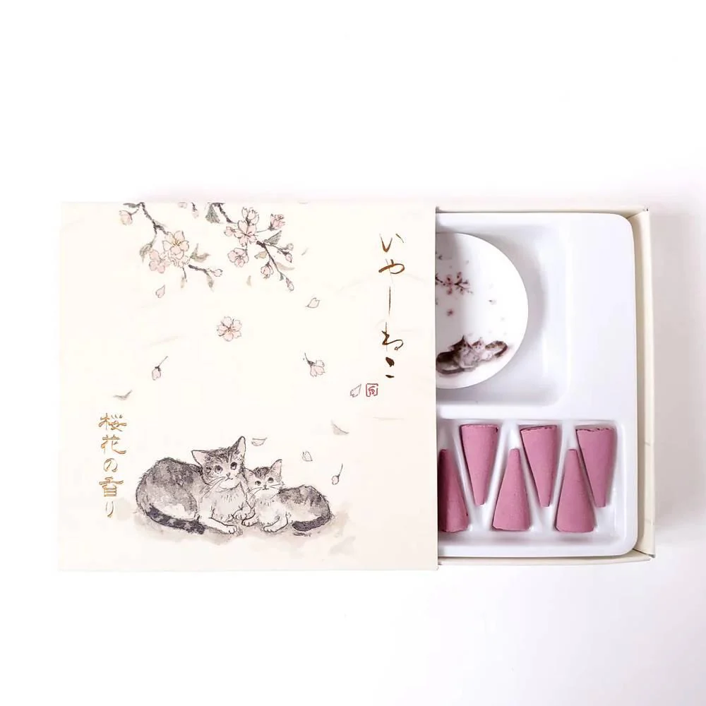 Sakura Cherry Blossom Scent Incense Cones Set With Burner (10 Cones) - Image 6