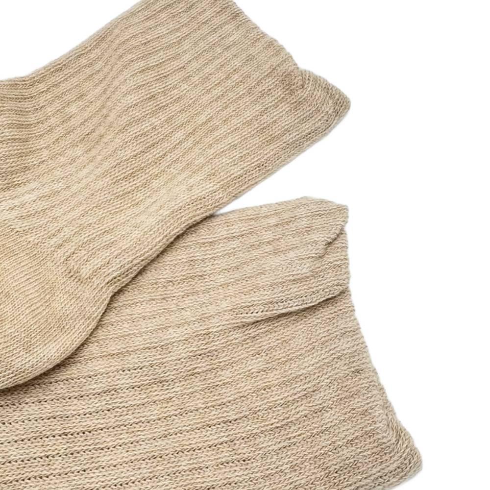 Double Knit Beige Cotton Sleep Crew Socks With Inner Silk Beige 22-25cm - Image 3