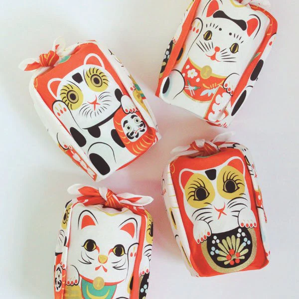 Fukukochae Furoshiki Maneki Neko Small Cotton Wrapping Cloth 48cm - Image 4