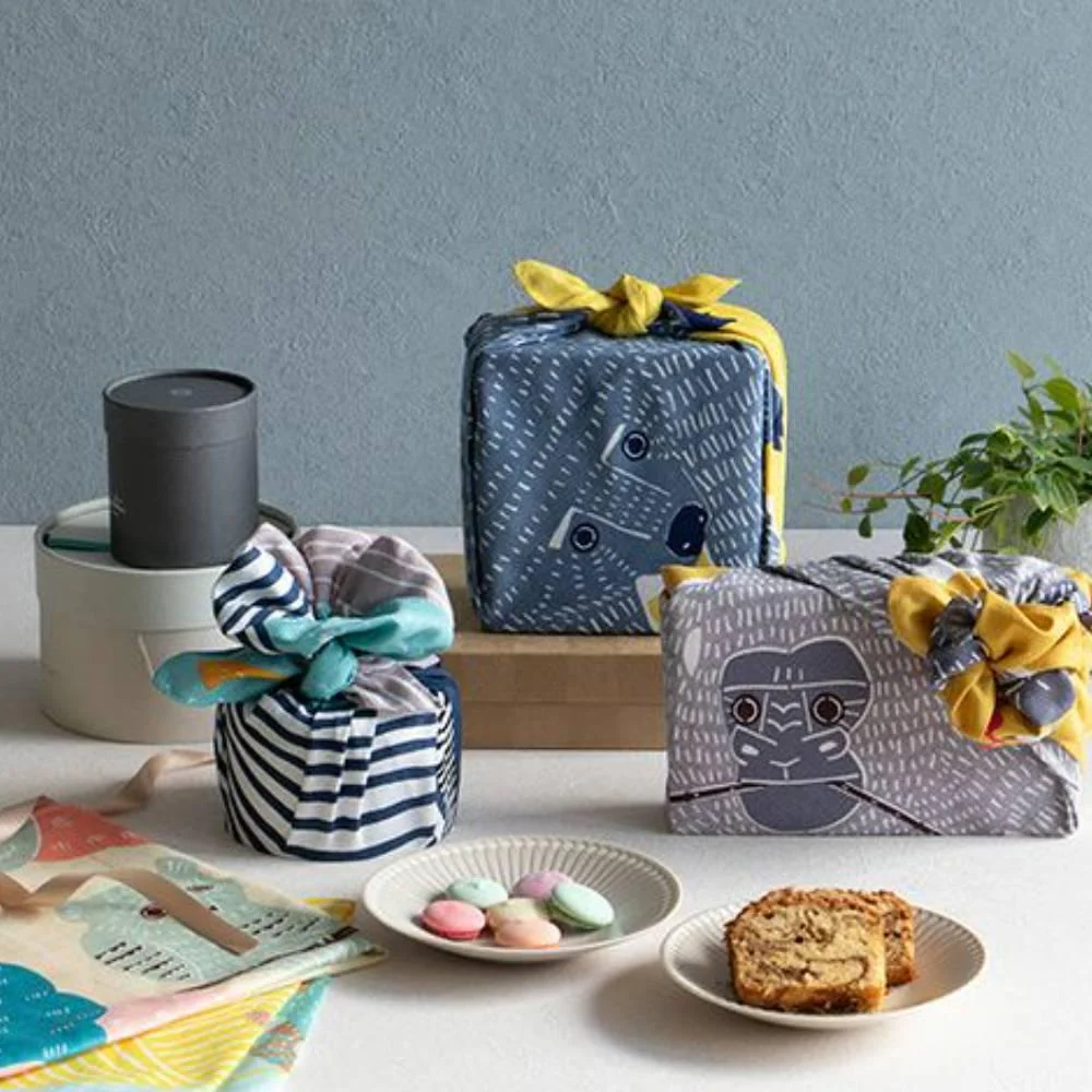 Furoshiki Bear Design Colorful Cotton Wrapping Cloth Book Cover 50cm - Image 3