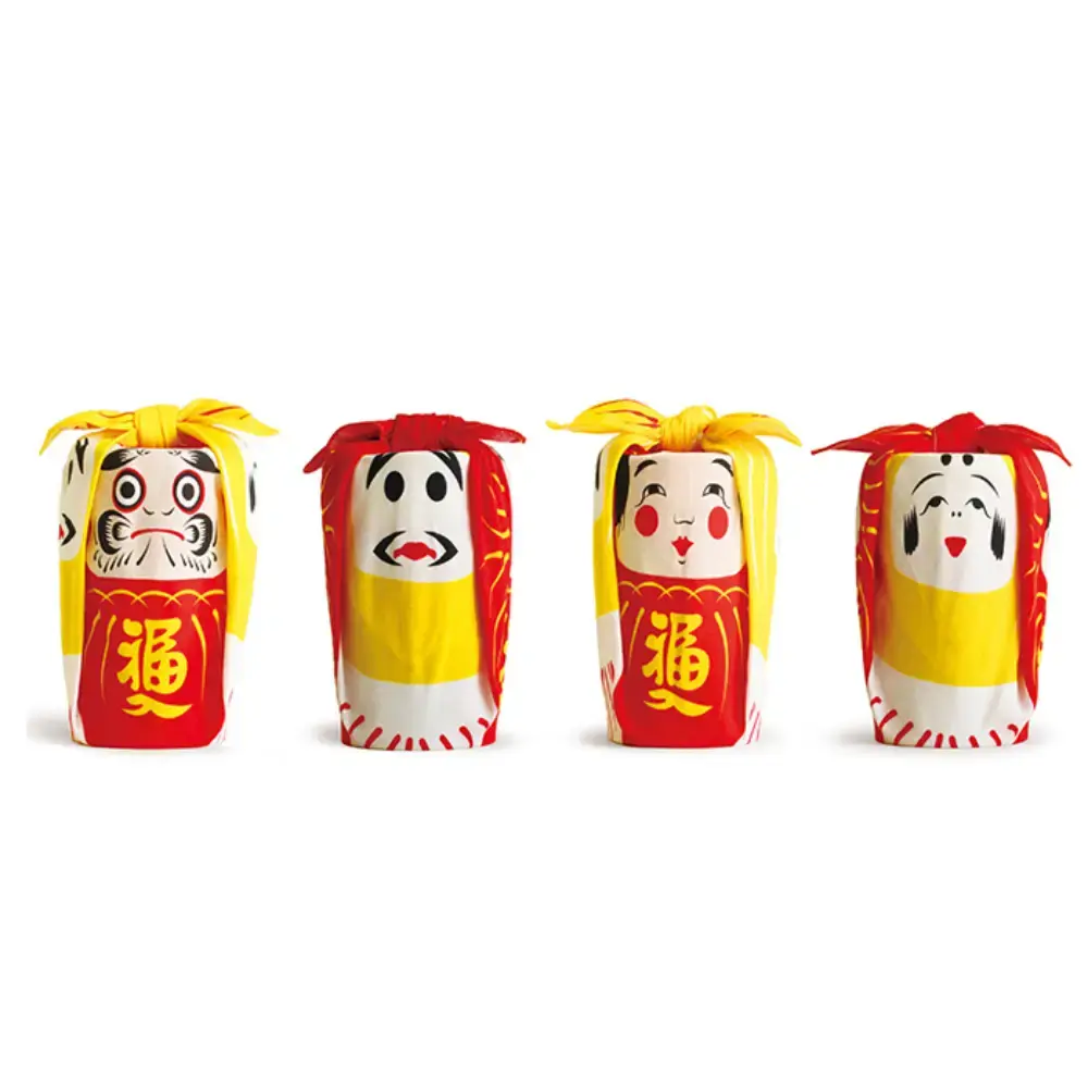Furoshiki Four Daruma Dolls Red Yellow Cotton Wrapping Cloth 48cm - Image 4