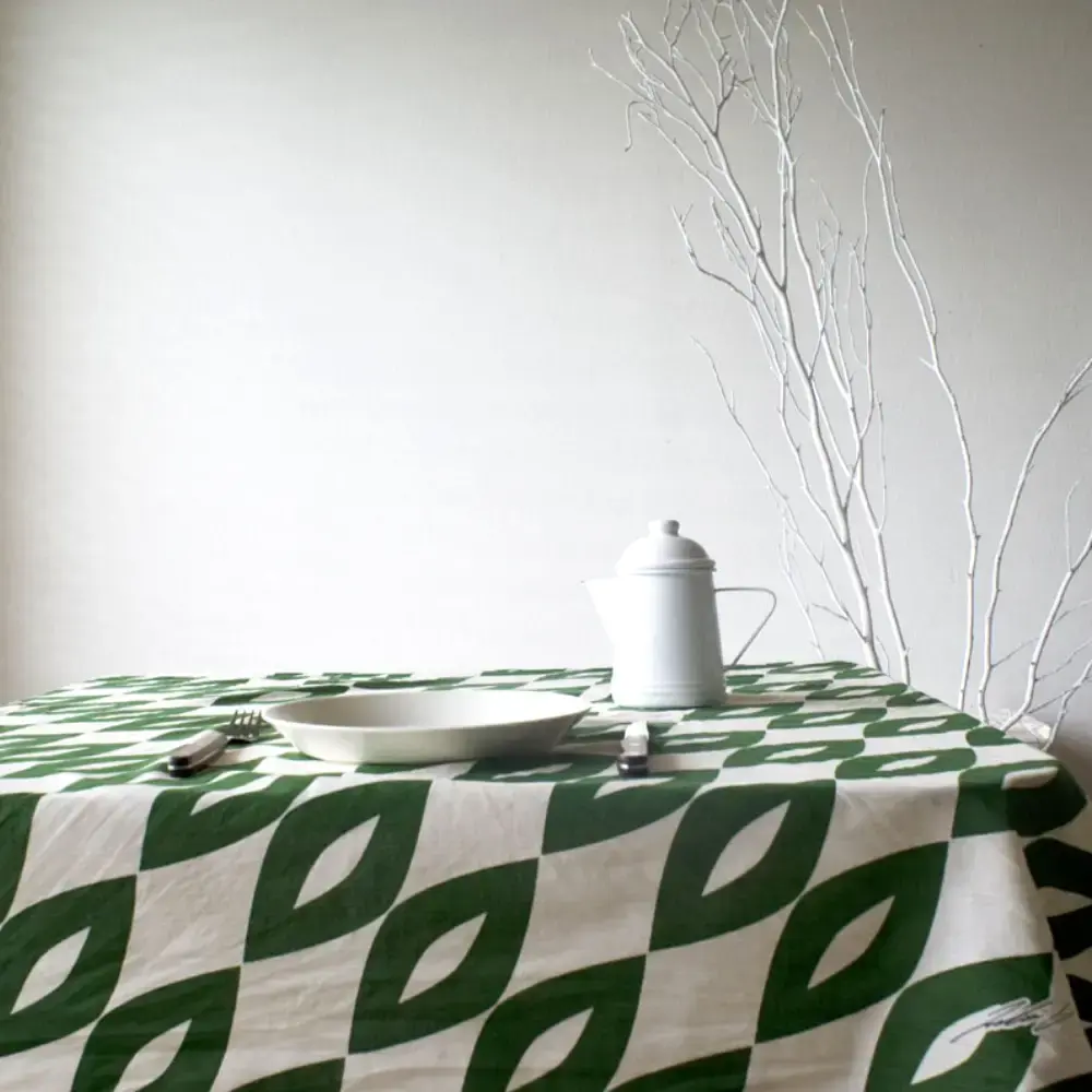 Furoshiki Green & White Pattern Designed Cotton Wrapping Cloth 90cm - Image 6
