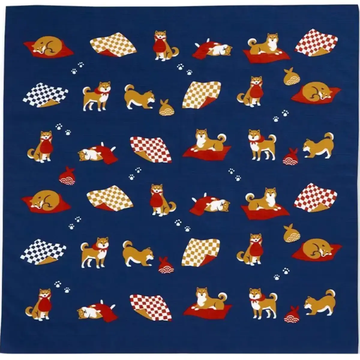 Furoshiki Shiba Inu Medium Blue Cotton Wrapping Cloth 70cm