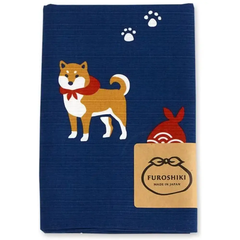 Furoshiki Shiba Inu Medium Blue Cotton Wrapping Cloth 70cm - Image 3