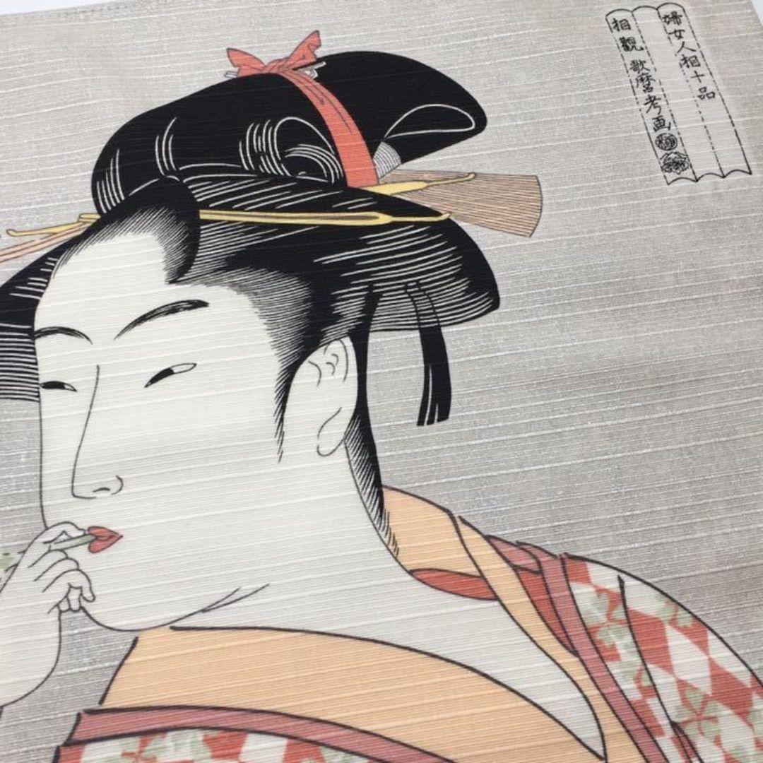 Furoshiki Woman Blowing Glass Pipe Ukiyo-e Art Wrapping Cloth 70x70cm - Image 4