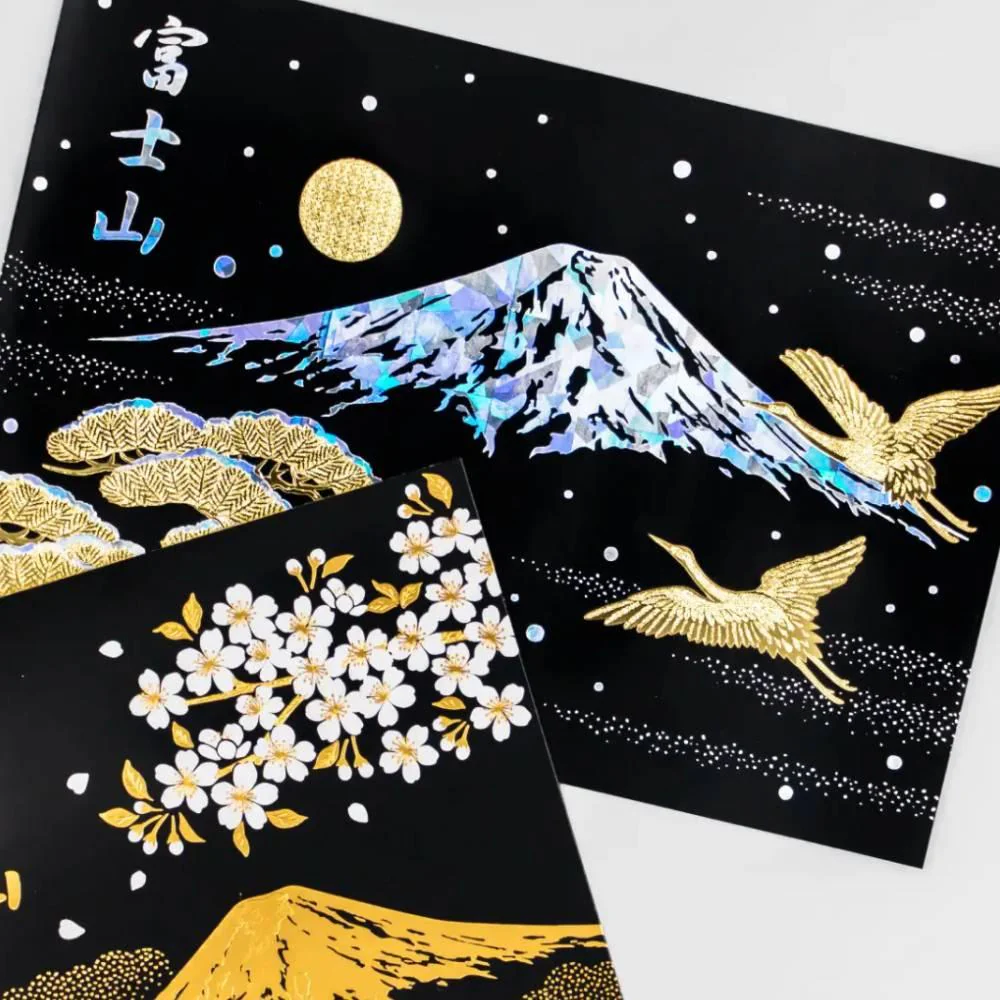 Gold Foil Stamped Postcard Snow Capped Mount Fuji In Winter - Image 4