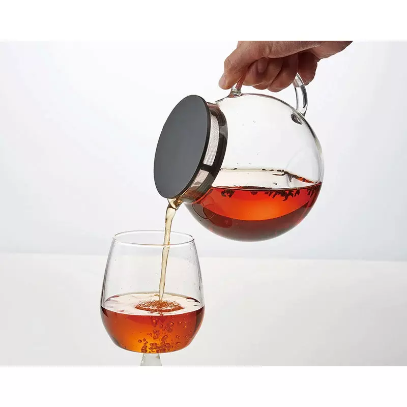 Hario Jumping Leaf Transparent Glass Teapot With Strainer Lid 600ml - Image 3