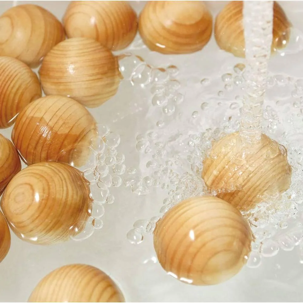 Hinoki Onsen Bath Balls Natural Cypress Wood Air Freshener 5-Pack - Image 2