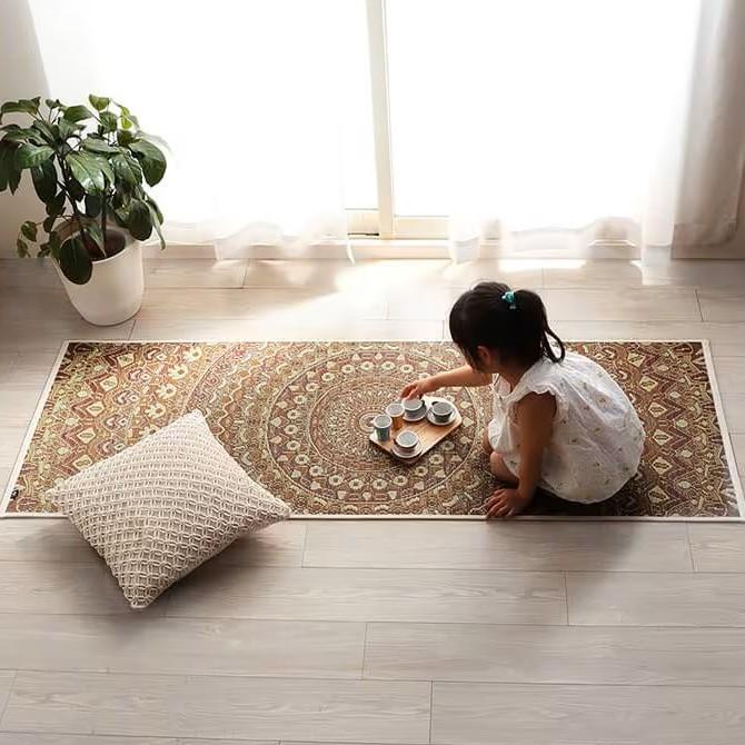 Ikehiko Igusa Rush Grass Tatami Yoga Mat Red Mandala Pattern 185cm - Image 3