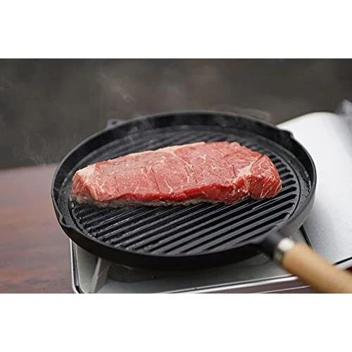 Cast Iron Griddle Pan With Wooden Handle (IH Compatible) 26cm - Image 3