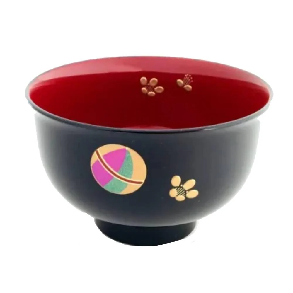 Isuke Japanese Lacquered Soup Bowls Temari Ball Design (Set of 2) - Image 2