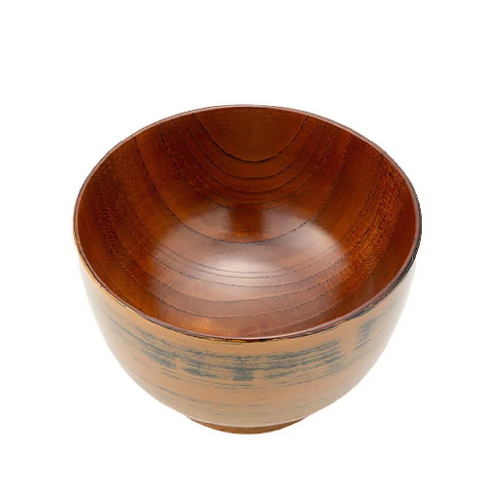 Isuke Japanese Lacquered Wooden Soup Bowl Yellowish - Image 2