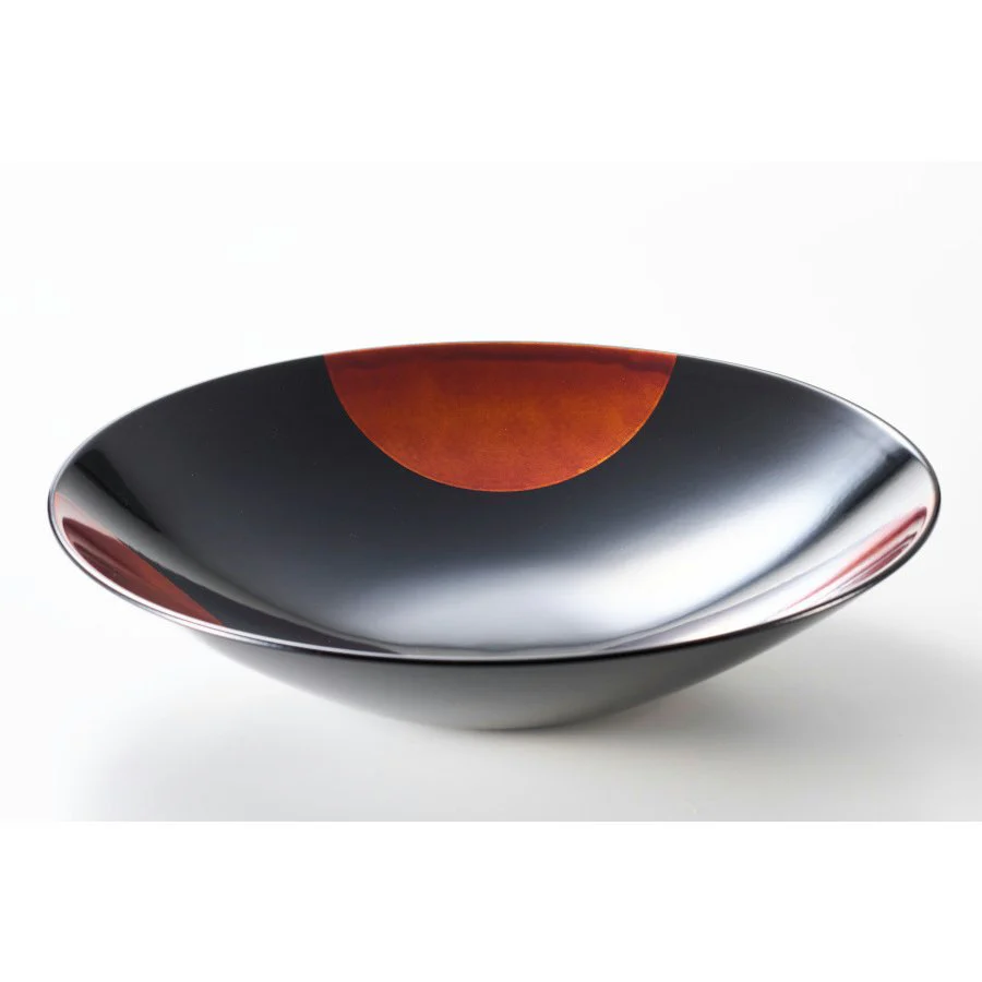 Isuke Sandalwood Lacquer Bowl Sun & Moon Large Size