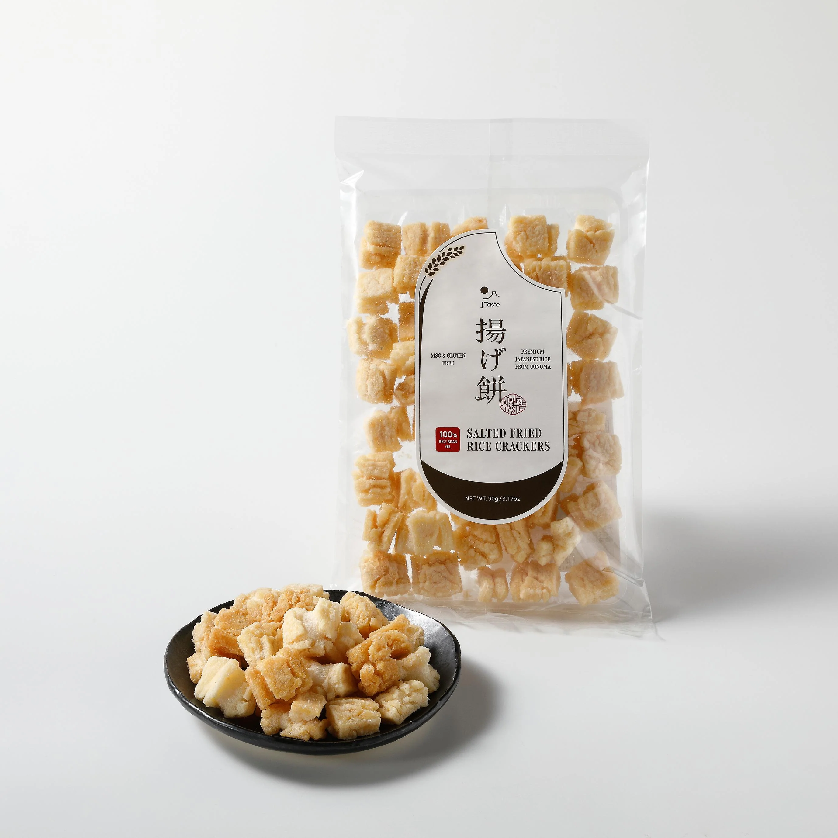 J Taste Agemochi Salted Gluten-Free Japanese Rice Crackers 90g