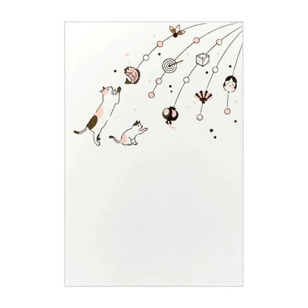 January Seasonal Foil Stamped Postcard Cat Design