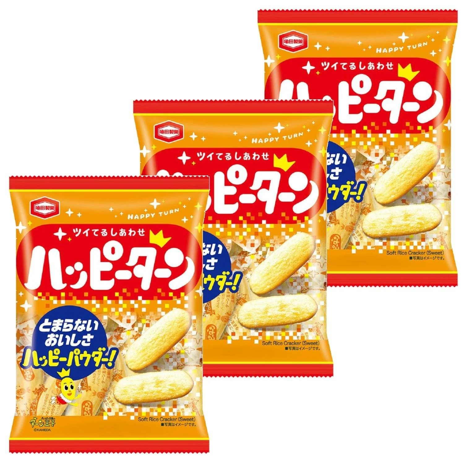 Happy Turn Senbei Rice Crackers 96g (Pack of 3 Bags)