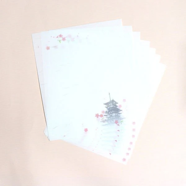 Kamiiso Kimono Beauty Pagoda Pattern Kaishi Iyo Washi Paper & Case Set - Image 2
