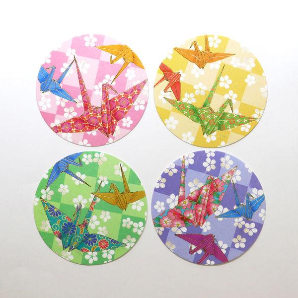 Kamiiso Kimono Washi Coaster Japanese Origami Crane Set 4 Pieces - Image 4