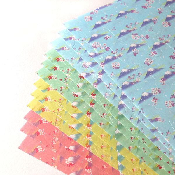 Kamiiso Mt Fuji Chiyogami Rectangle Origami Paper (4 Colors) 12 Sheets - Image 2