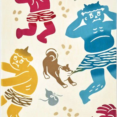 Kenema Tenugui Setsubun Demon Japanese Traditional Hand Dyed Cloth - Image 3