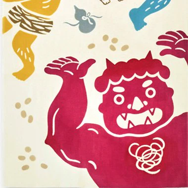 Kenema Tenugui Setsubun Demon Japanese Traditional Hand Dyed Cloth - Image 4