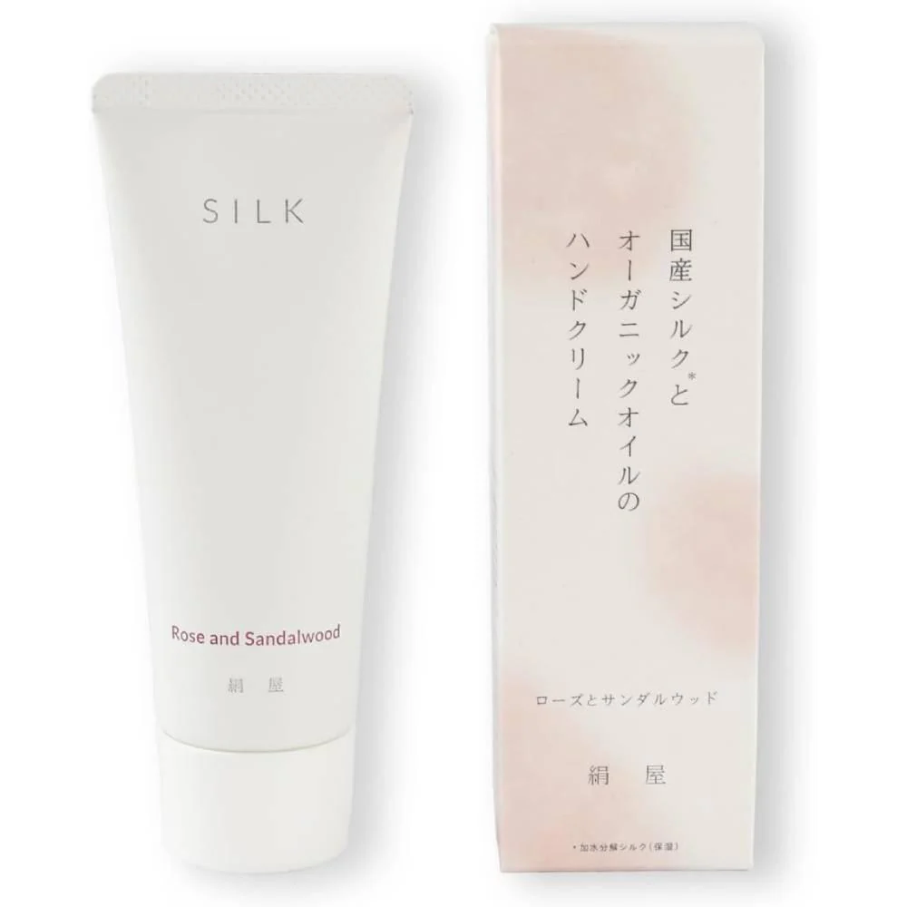 Kinuya Silk Hand Cream With Essential Oil Rose & Sandalwood 50g