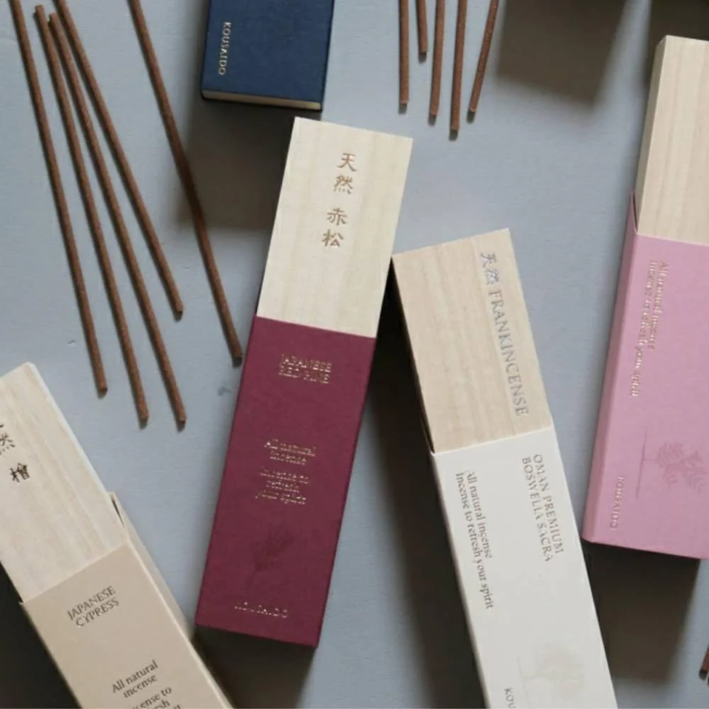 Kousaido All Natural Red Pine Incense in Wooden Box 20 Sticks - Image 3