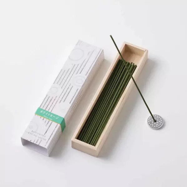 Kousaido White Sage Long Incense Sticks In Wooden Box 40 ct. - Image 3