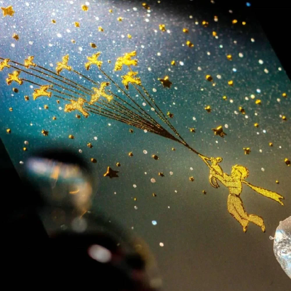 Le Petit Prince Postcard Foil Stamped Migratory Birds Starry Design - Image 4