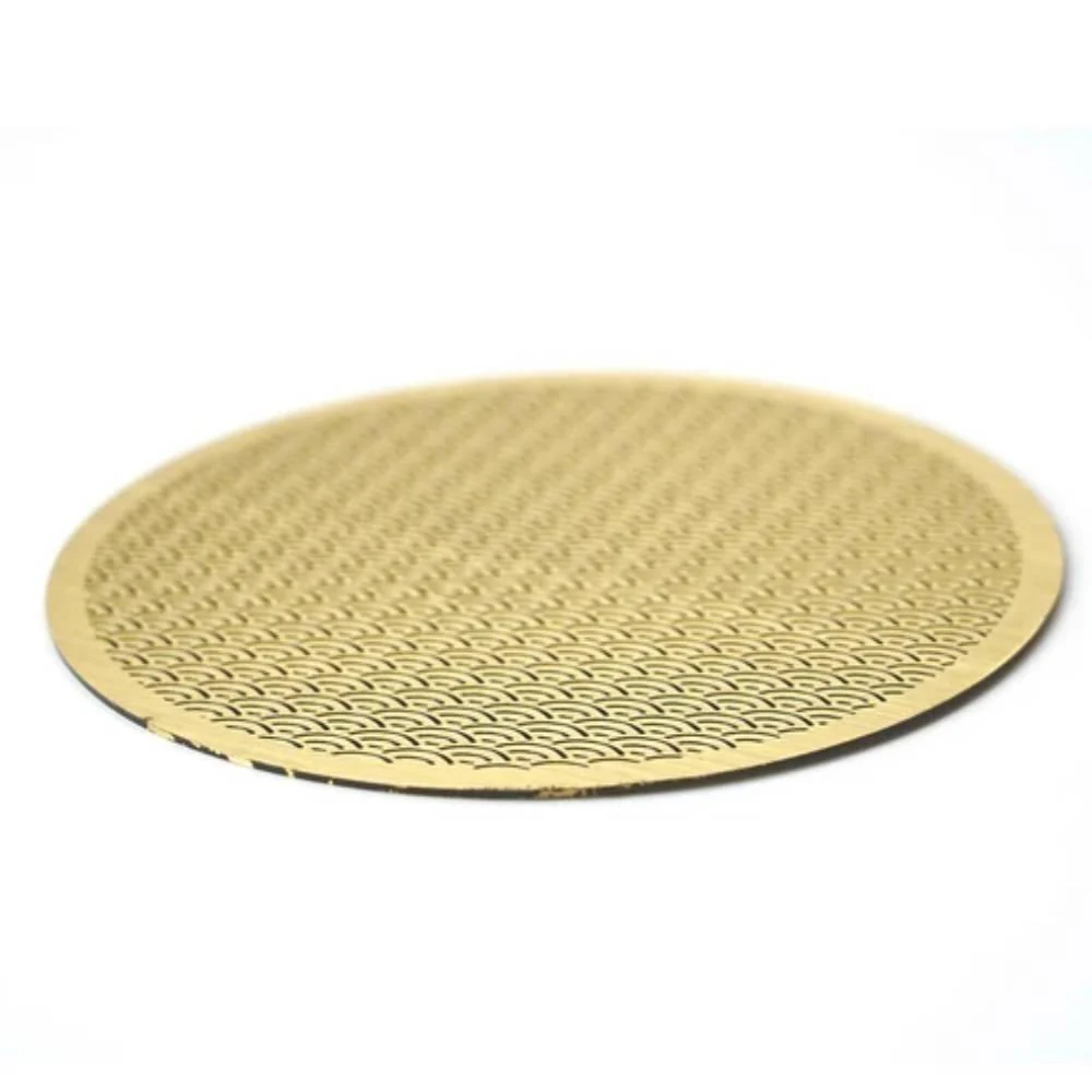 Luxury Brass Coaster Japanese Design Seigaiha Wave Pattern φ8.6cm - Image 3