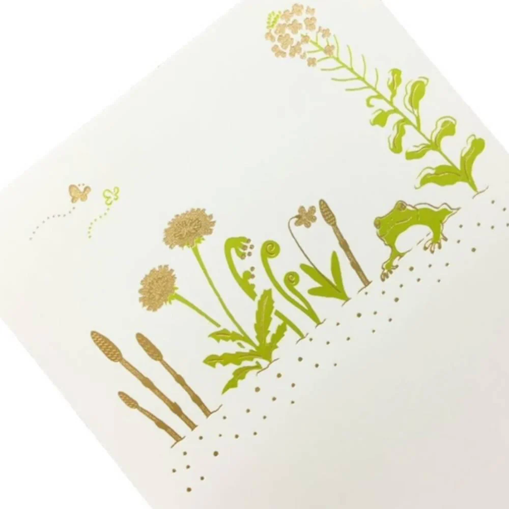 March Seasonal Foil Stamped Postcard Frog Design - Image 2