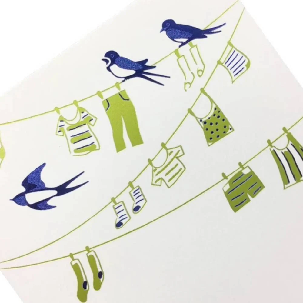 May Seasonal Foil Stamped Postcard Swallow Design - Image 2