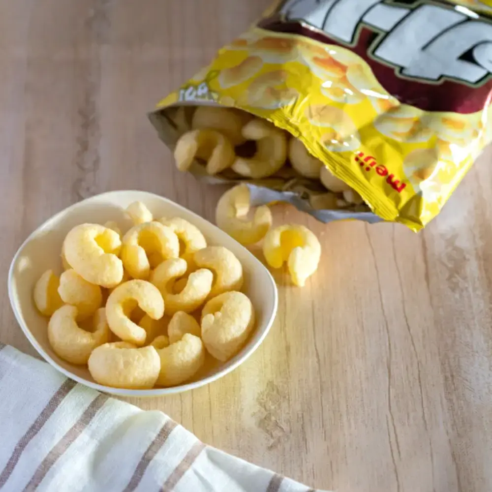 Meiji Karl Light Salted Corn Puff Curls Snack (Box of 10 Bags) - Image 2
