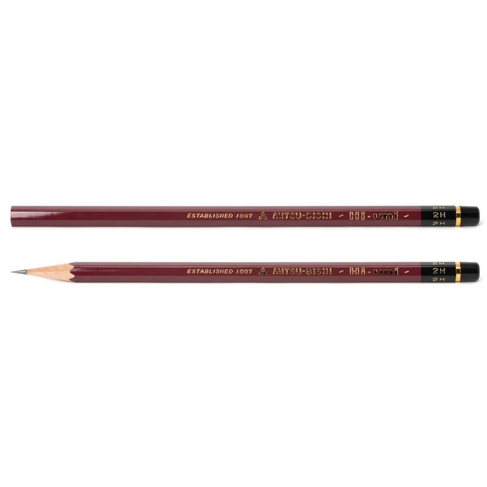 uni Mitsubishi Star Japanese Graphite Pencils 2H 12 Pieces - Image 4