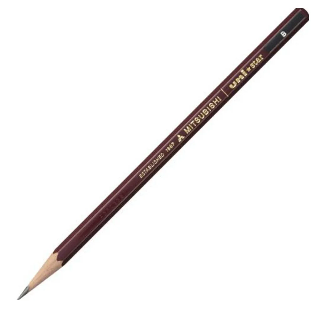 uni Mitsubishi Star Japanese Graphite Pencils B 12 Pieces - Image 3