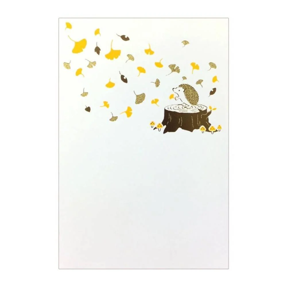 November Seasonal Foil Stamped Postcard Hedgehog Design