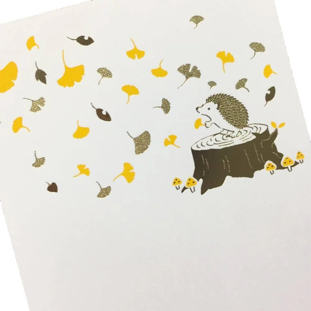 November Seasonal Foil Stamped Postcard Hedgehog Design - Image 2