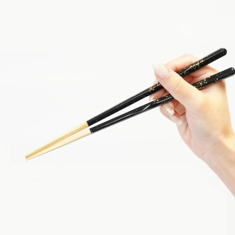 Premium Gold Glitter Black Chopsticks Non-Slip Dishwasher Safe 23cm - Image 2
