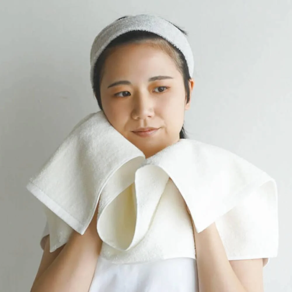 Quick Absorbing Soft Face Towel Washi Paper & Cotton Snow White 80cm - Image 2