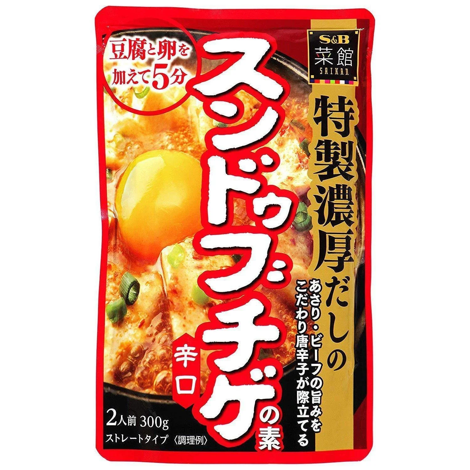 S&B Foods Sundubu Jjigae Soup Base Ready-to-Use Korean Spicy Stew 300g