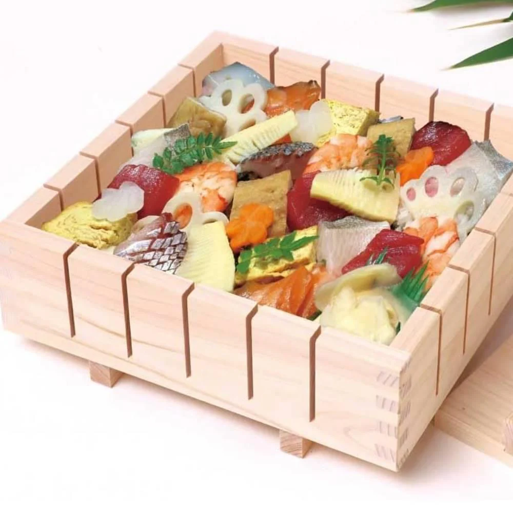 Square Oshizushi Press Hinoki Wood Pressed Sushi Mold 22cm - Image 3