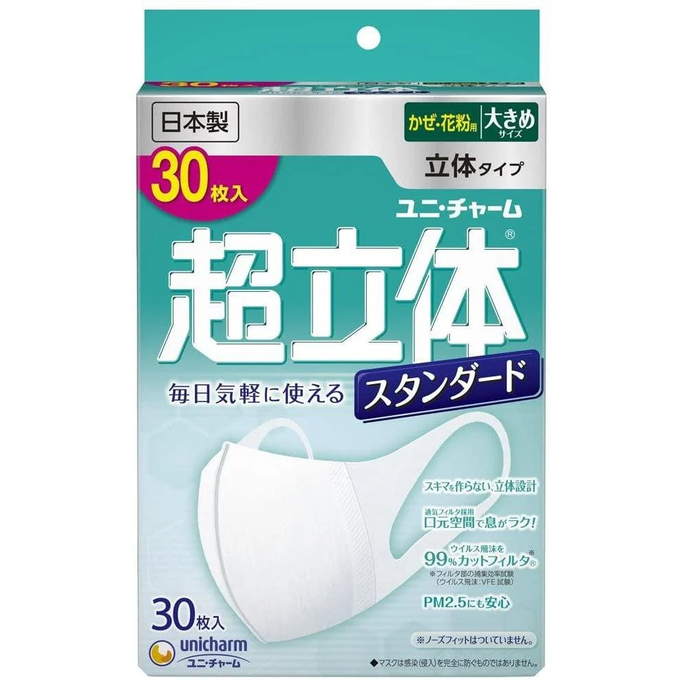 Unicharm  Cho Rittai Standard White 3D Face Mask Large Size 30 ct. - Image 5
