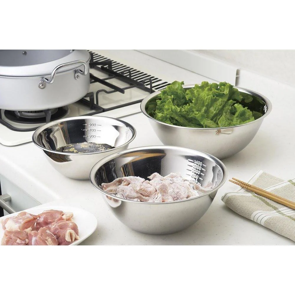 Yoshikawa Stainless Steel Measuring Bowls 3pcs Set SH6451 - Image 3