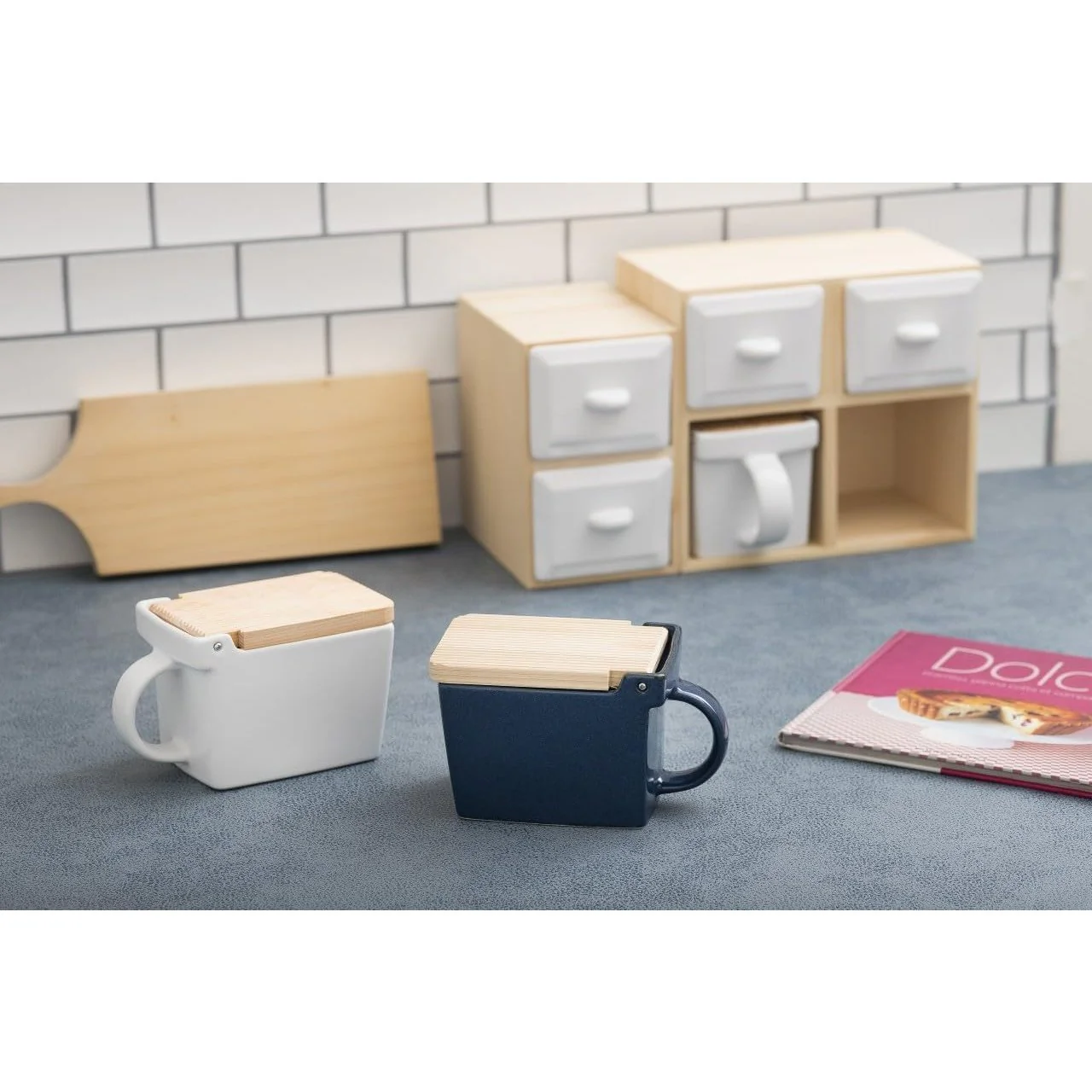Zero Japan Salt Box Ceramic Kitchen Container White 420ml - Image 3